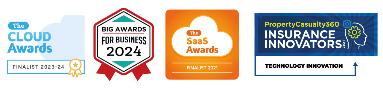 Sircon for Carriers awards ( Cloud awards finalist 2023-2024, Big awards for business 2024, SaaS awards Finalist 2021, and PropertCasualty360 Insurance Innovators 2021)